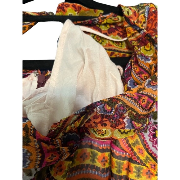 Anthropologie Akemi + Kin Red Orange Boho Maxi Dress Size 2Sleeveless Patterned - Picture 8 of 9
